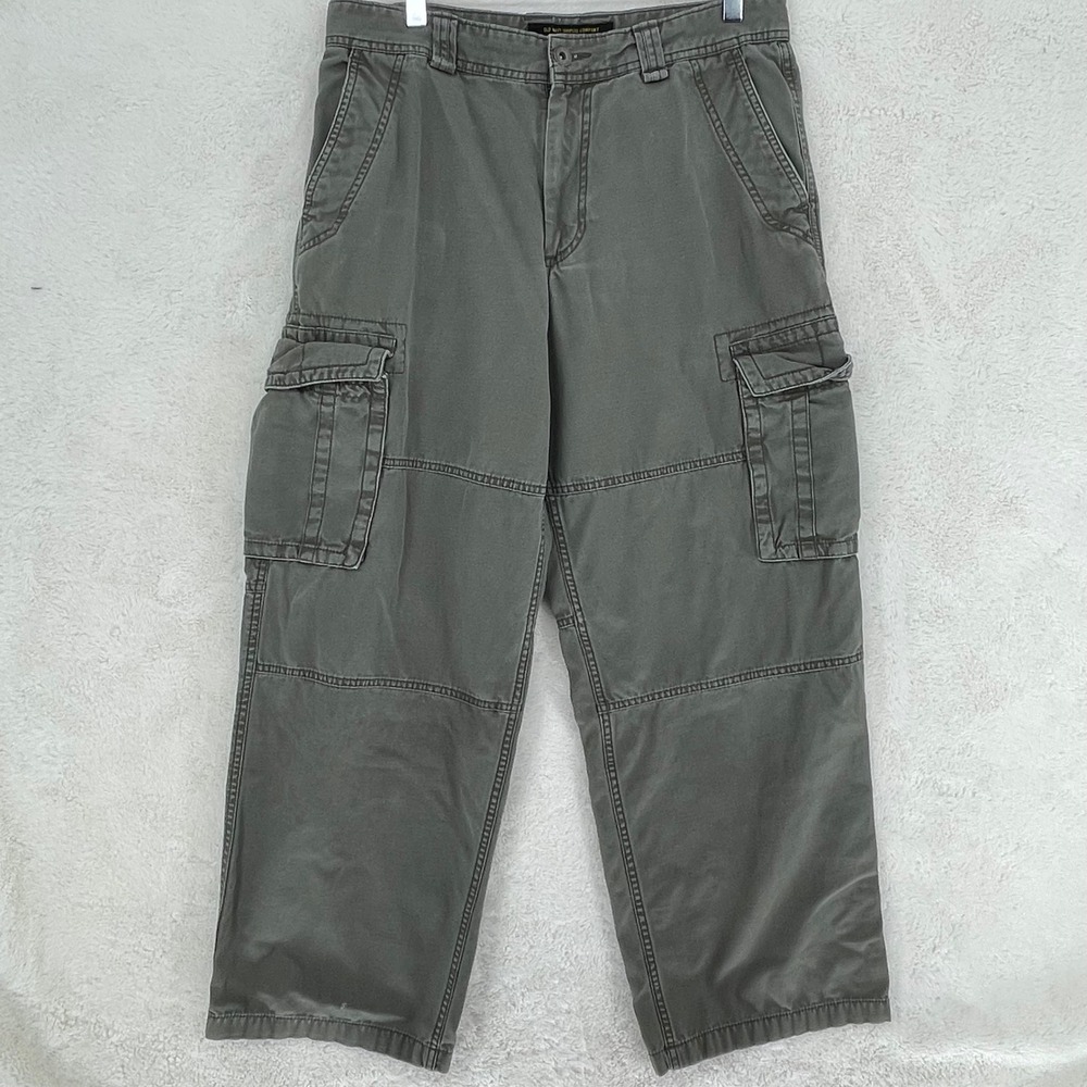 Old Navy Surplus Company Mens Olive Green Cargo Pants Relaxed Fit 33x32 Cotton